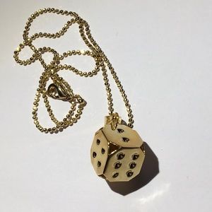 DICE 3D Lucky Vegas Necklace Heavy Gold Plate NEW